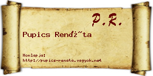 Pupics Renáta névjegykártya